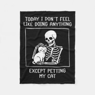 Grappig Skelet Petting Cat Lazy Halloween Cat Love Fleece Deken
