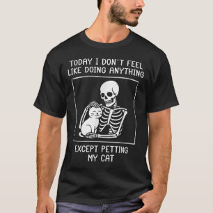 Grappig Skelet Petting Cat Lazy Halloween Cat Love T-shirt