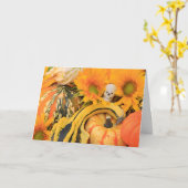 Grappig Skelet, Pompoen, Zonnebloem, Halloween Kaart (Gele Bloem)