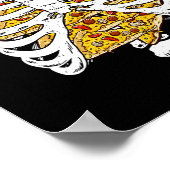 Grappig Skelet Ribbenkast Met Pizza's Fijne Hallow Poster (Hoek)