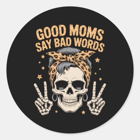 Grappig Skelet Rommelige Knot Moeder Ronde Sticker (Voorkant)