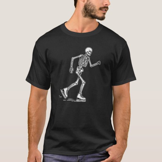 grappig skelet schaatsen t-shirt (Voorkant)