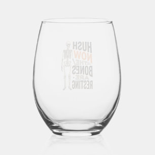 Grappig Skelet Shirt, Stilstaan Nu Halloween Gravu Wijnglas Zonder Voet