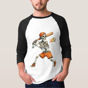 Grappig Skelet slaat Honkbal Halloween T-Shirt