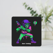 Grappig Skelet slaat IJssijs dat van Honkbal druip Kaart (Staand voorkant)