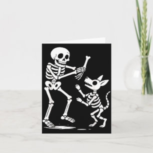 Grappig Skelet Speelt Met Hond Halloween Voor Hond Kaart