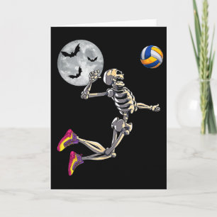 Grappig skelet speelt volleybal Fijne Halloween Da Kaart