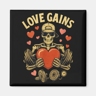Grappig skelet sportzaal valentine – love gains wo magneet