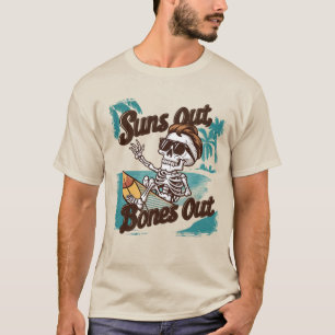 Grappig skelet strand zon woord kunst surfen t-shirt