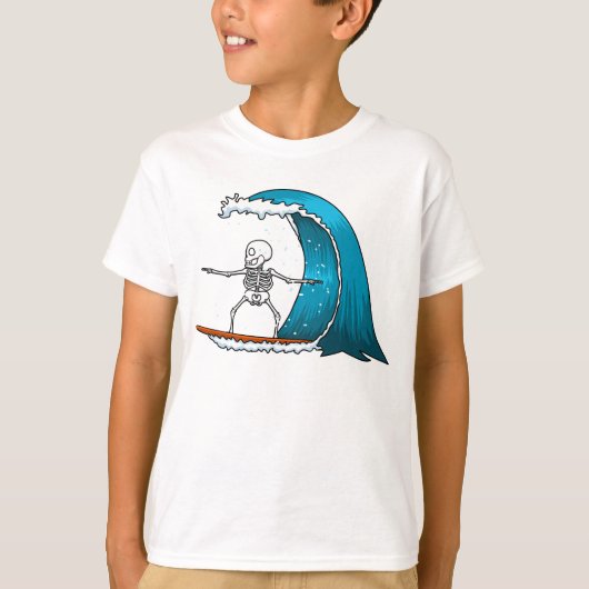 Grappig skelet surfen t-shirt (Voorkant)