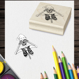 Grappig Skelet Tekening Holding ornamenten Santa H Rubberstempel