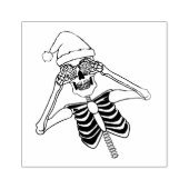 Grappig Skelet Tekening Holding ornamenten Santa H Rubberstempel (Afrduk)