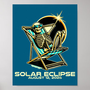 Grappig Skelet Totale Zonsverduistering Poster