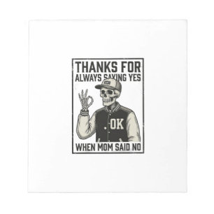 Grappig skelet vader zegt ja vintage shirt ontwerp notitieblok