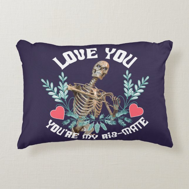 Grappig Skelet Valentijn Rib Genoot Goth Humor Accent Kussen (Voorkant)