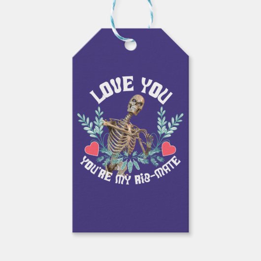 Grappig Skelet Valentijn Rib Genoot Goth Humor Cadeaulabel (Voorkant)