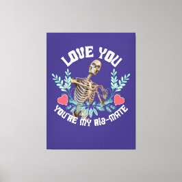 Grappig Skelet Valentijn Rib Genoot Goth Humor Canvas Afdruk