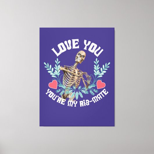 Grappig Skelet Valentijn Rib Genoot Goth Humor Canvas Afdruk (Voorkant)