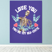 Grappig Skelet Valentijn Rib Genoot Goth Humor Canvas Afdruk (Insitu (Houten vloer))
