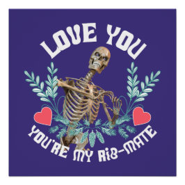 Grappig Skelet Valentijn Rib Genoot Goth Humor Perfect Poster