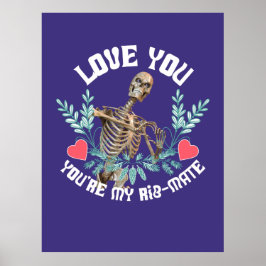 Grappig Skelet Valentijn Rib Genoot Goth Humor Poster