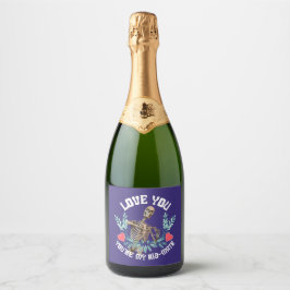 Grappig Skelet Valentijn Rib Genoot Goth Humor Sparkling Wijnetiket