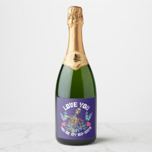 Grappig Skelet Valentijn Rib Genoot Goth Humor Sparkling Wijnetiket