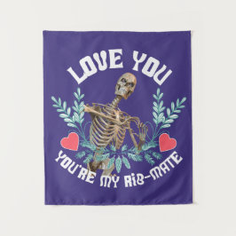 Grappig Skelet Valentijnsdag Rib Genoot Goth Humor Wandkleed