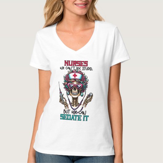 Grappig skelet Verpleegster woord art T-shirt (Voorkant)