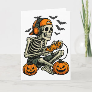 Grappig Skelet Videogame Halloween Gamen Gamer B Kaart