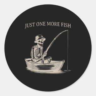 Grappig Skelet Vissen Nog Eén Vis Boot Ronde Sticker