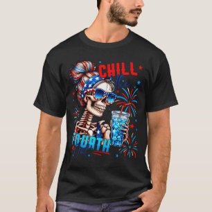 Grappig skelet vlag 4 juli schattig chill theFunn T-shirt