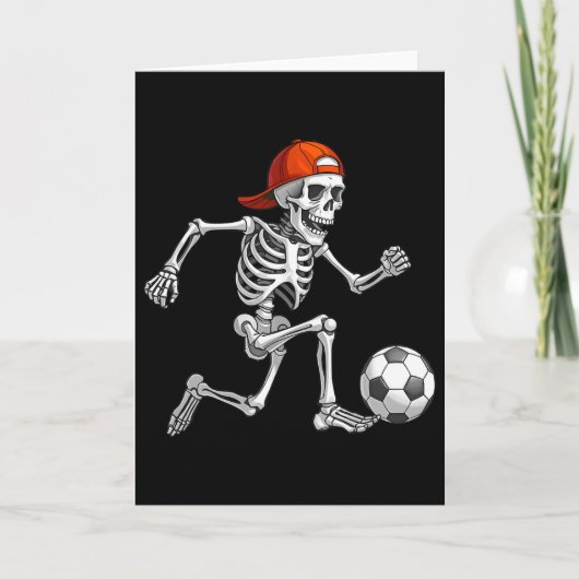 Grappig Skelet Voetbal Mannen Jongens Kinderen Hal Kaart (Voorkant)
