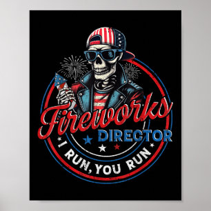 Grappig Skelet Vuurwerk Directeur Ik Ren Jij Rent Poster