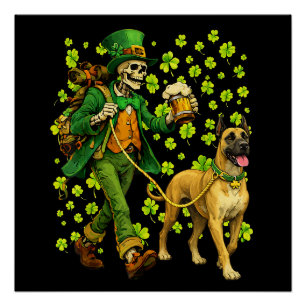 Grappig Skelet Wandelende Great Dane Gotische Hond Perfect Poster