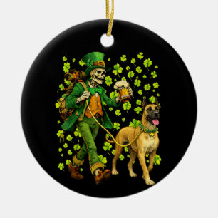 Grappig Skelet Wandelt met Great Dane Gotische Hon Keramisch Ornament