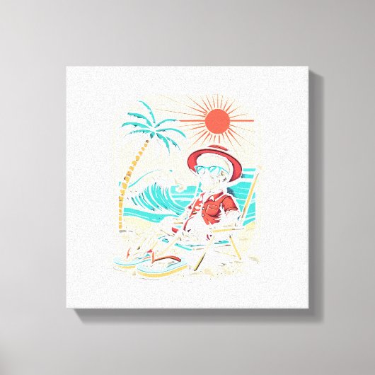 Grappig Skelet Zomer Canvas Afdruk (Voorkant)