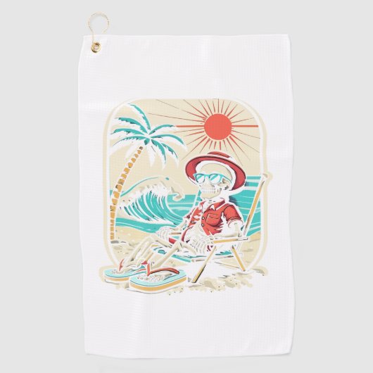 Grappig Skelet Zomer Golfhanddoek (Voorkant)