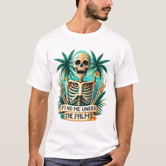 Grappig skelet zomer vibes t-shirt (Voorkant)