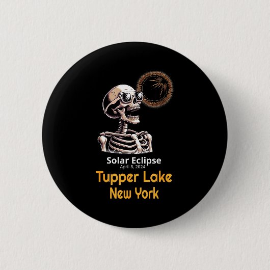 Grappig Skelet Zonsverduistering Tupper Lake Ronde Button 5,7 Cm (Voorkant)