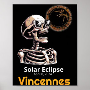 Grappig Skelet Zonsverduistering Vincennes Indiana Poster