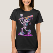 Grappig Skeleton Baseball Halloween kostuum voor j T-shirt (Voorkant)