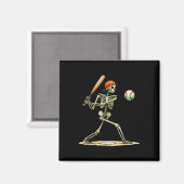 Grappig Skeleton Batting Honkbal Halloween Boys Ma Magneet (Voorkant / Achterkant)