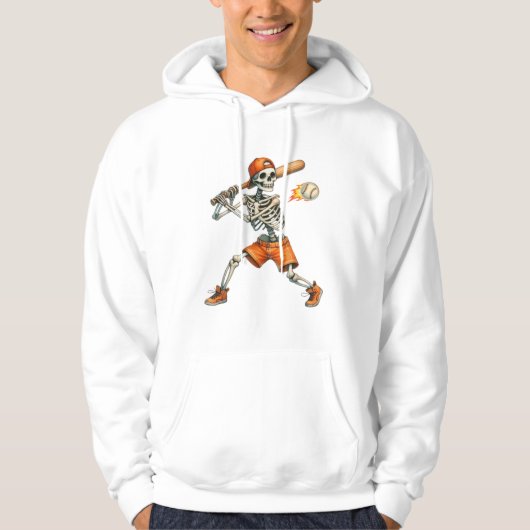 Grappig Skeleton Batting Honkbal Halloween T-Shirt (Voorkant)