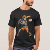 Grappig Skeleton Batting Honkbal Halloween T-Shirt (Voorkant)