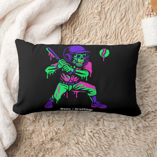 Grappig Skeleton Batting Ice Cream Dripping Baseba Kussen (Deken)