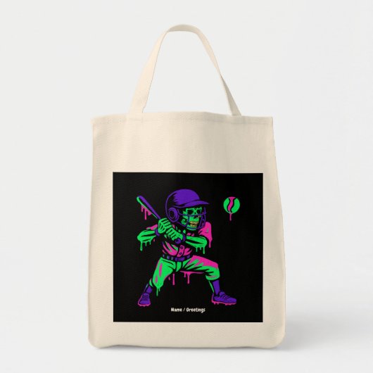 Grappig Skeleton Batting Ice Cream Dripping Baseba Tote Bag (Voorkant)