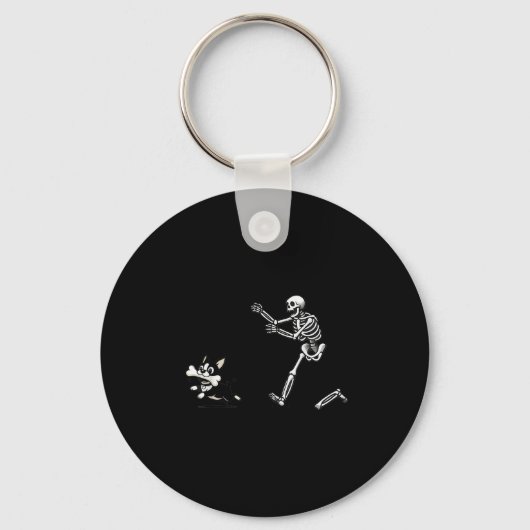 Grappig Skeleton Chasing Terrier Halloween Dog Mom Sleutelhanger (Voorkant)
