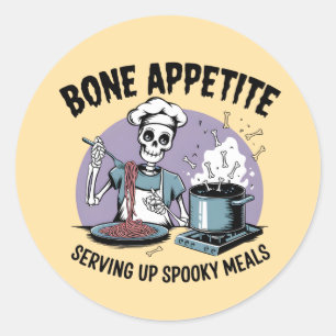 Grappig Skeleton Chef Koken Ontwerp Ronde Sticker