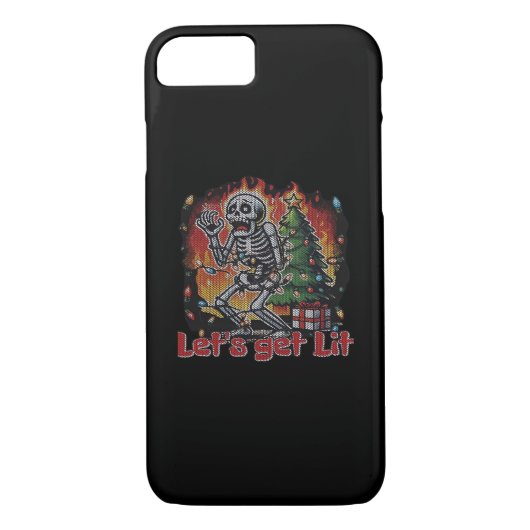 Grappig Skeleton Christmas Let's Get Lit Classic Case-Mate iPhone Case (Achterkant)